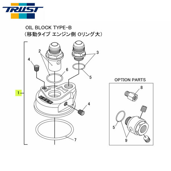 TRUST トラスト オイルブロック補修パーツ#1 オイルブロック TYPE-B ASSY M20×P1.5-AN12 (オイルブロッ..