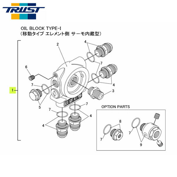 TRUST トラスト オイルブロック補修パーツ#1 オイルブロック TYPE-I ASSY 3/4×16UNF-AN12 (オイルブロ..