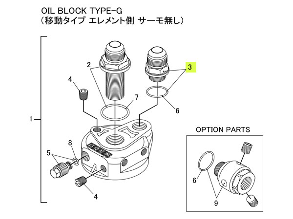 TRUST トラスト オイルブロック補修パーツ#3 サイドユニオン AN8 / M18×P1.5 (オイルブロック TYPE-G (..