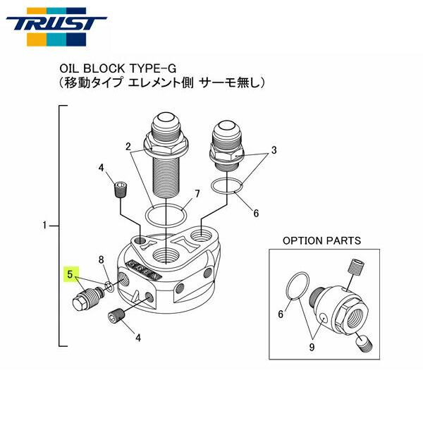 TRUST トラスト オイルブロック補修パーツ#5 M14 プラグユニオン (オイルブロック TYPE-G (移動タイプ ..