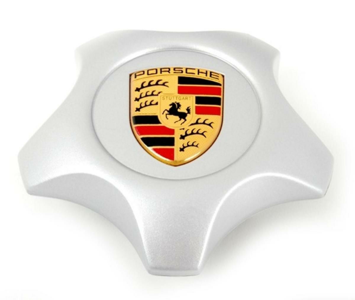 【ポルシェ純正】ポルシェ カイエン 純正ハブキャップ(シルバー＆カラーエンブレム)