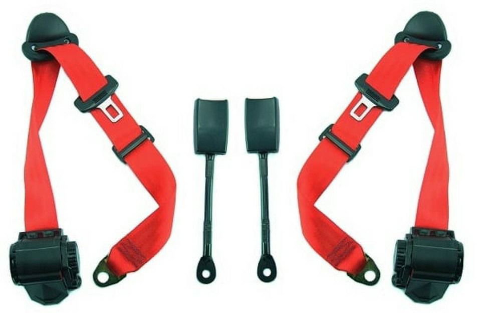 ポルシェ 964 リトラクタブル 3点式シートベルト フロント用左右キット(シルバー)【Rennline】