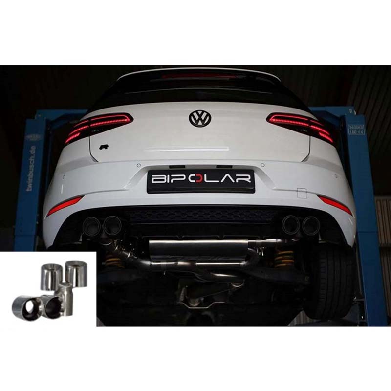 VW ゴルフ7.5R ECE認証 可変バルブマフラー(4本出しクロームテールパイプ・純正触媒用)【BIPOLAR】