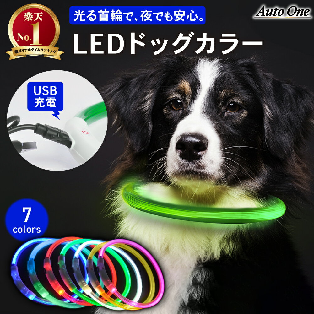 【常時発行!LINE友達登録で300円OFFクーポン!!】【選べる7色】 LEDドッグカラー 犬 光る首輪 点灯 点滅 led 光る 首輪 USB 充電式 ライト首輪 発光首輪 安全 安心 事故防止 散歩 防水 小型犬 中型犬 大型犬 日常防水 サイズ調節 赤 青 レインボー