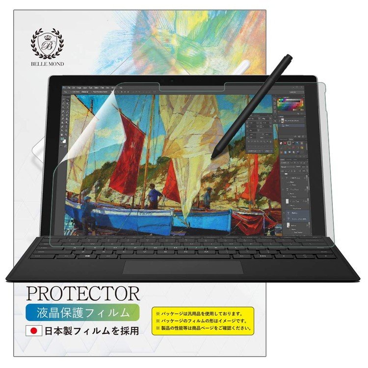 【マラソン期間P10倍&限定クーポン配布!!】ペン先摩耗低減/ケント紙 Surface Pro 7 / 6 / 5 / 4 ペーパーライク フィルム 12.3インチ対応 貼付け失敗時 無料再送 日本製 液晶保護フィルム 反射防止 指紋防止 気泡防止 BELLEMOND YP SP7PLK 717