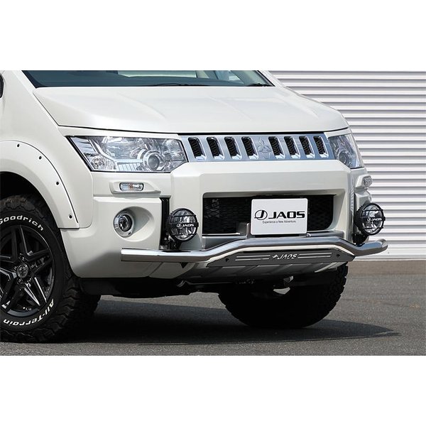 JAOS フロントスキッドバー ポリッシュ／ブラック デリカ D:5 ALL（19.02以降のディーゼル車除く） 18.04-用 B150305B ※適合確認