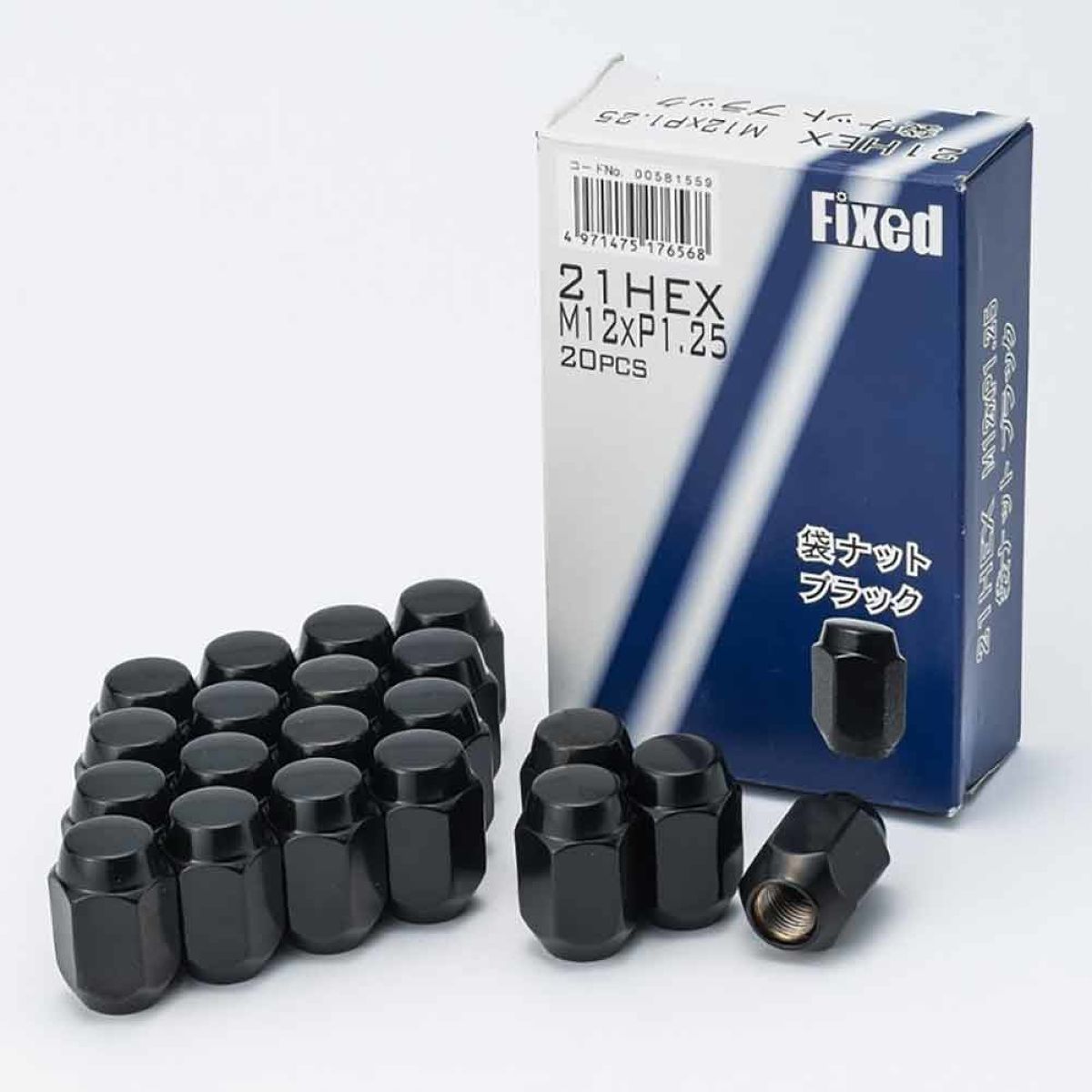 FIXED　21HEX　袋ナット　12×1.25　20個入り　ニューブラック