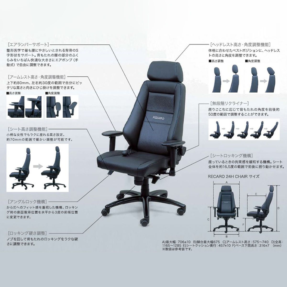 RECARO �쥫�� 24H CHAIR ���ե��������� �쥶�����꡼�� �쥶���֥�å� 7210891-816