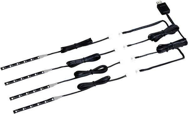 車内 LEDテープ ブラックライト フットランプ USB電源 4連 足元 イルミ 内装 カスタム SEIWA セイワ F343...