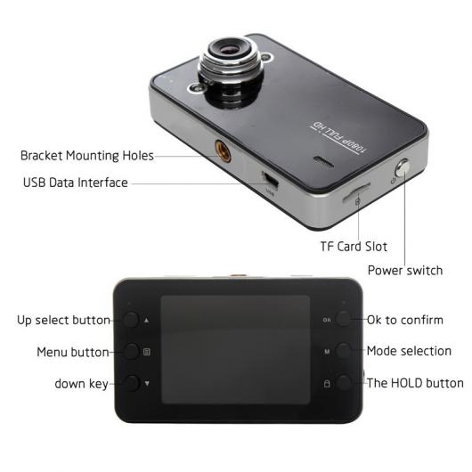 AL グローバル カー ポータブル2.3 ″ 1080P フルHD DVR 車載カメラ K6000ナイトビジョン タコグラフ モニター AL-AA-1743