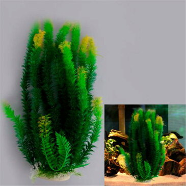 AL アクアリウム 美しいグリーンイエロープラスチック 水植物 水族館 水槽 オーナメント 13 × 7 × 47cm ホワイト M AL-AA-2859
