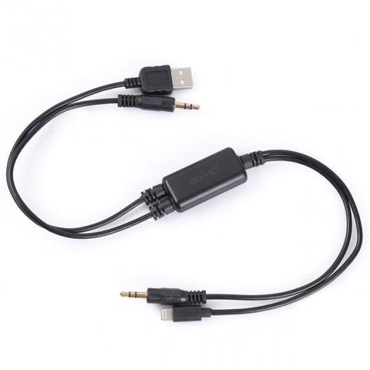車用ケーブル カー オーディオ 接続 iPod iPad USB インタフェース アダプタ AUX ケーブル BMW 1 3 X1 mini クーパーE26 E30 E32 E39 E46 iPhone 5 6 7 ブラック AL-AA-7174 AL Car cable