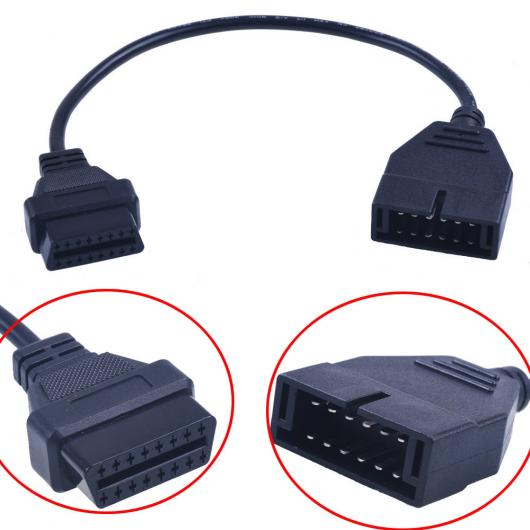 車用ケーブル 12ピンOBD1 16ピンOBD2 コンバーターケーブル ブラック AL-AA-7663 AL Car cable