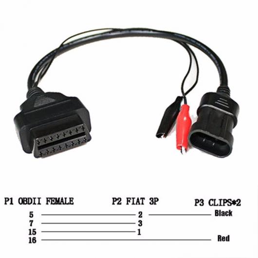 車用ケーブル 3ピンオス 16ピンメス OBD2診断 アダプタ ケーブル コネクタ フィアット アルファロメオランチア AL-AA-7697 AL Car cable