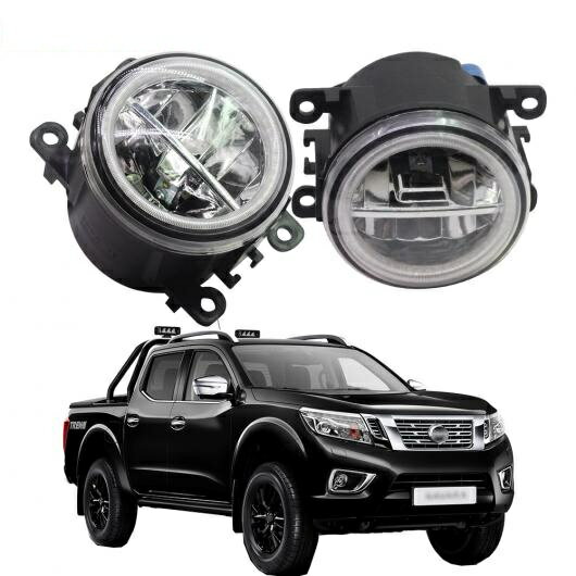 2ピース H11 4000LM LED ランプ フォグ ライト + DRL 12V 日産 ナバラ ダットサントラック D40 ピックアップ 2005-2012 選べる3バリエーション White Angel Eye〜Red Angel Eye AL-BB-1657 AL Car light