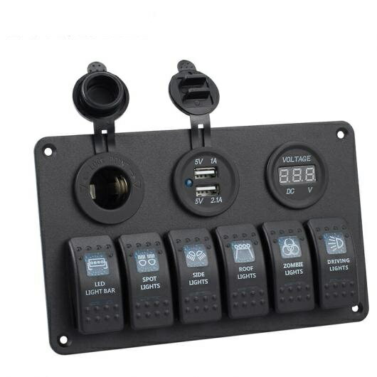 12V 24V 6 ギャング LED ロッカースイッチパネル回路遮断器充電器 ロッカースイッチパネル回路ブレーク ボート マリン タイプ001 AL-BB-7258 AL Car parts