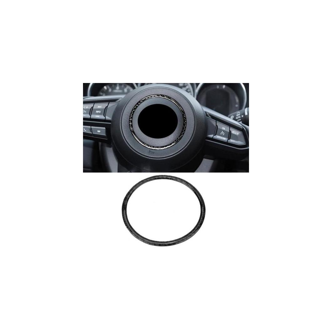 車用内装パーツ リアル カーボンファイバー ステアリング ホイール カバー トリム フレーム 装飾 ステッカー 適用: マヅダ CX-5 2017-2018 AL-DD-8933 AL Interior parts for cars