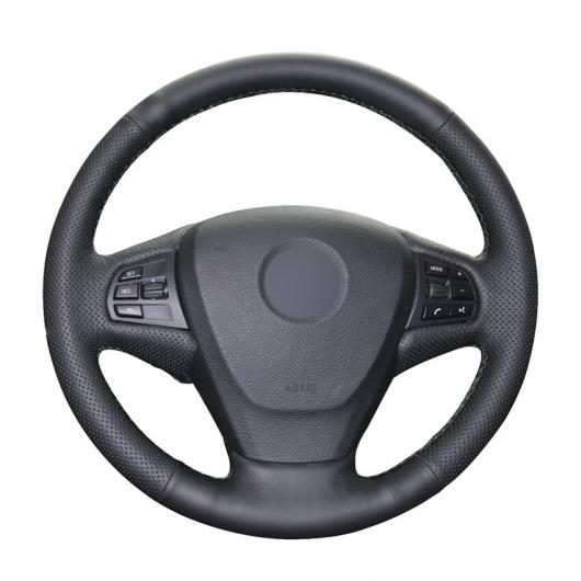 手縫い ブラック PUレザー ステアリング ホイール カバー 適用: BMW F25 X3 2011-2017 F15 X5 2014 ブラック糸〜グレー糸 AL-EE-8015 AL Interior parts for cars