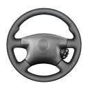 手縫い ブラック PUレザー ステアリング ホイール カバー 適用: 日産 アルメーラ N16 2000-2003 エクストレイル T30 2001-2003 ブラック糸~グレー糸 AL-EE-8355 AL Interior parts for cars