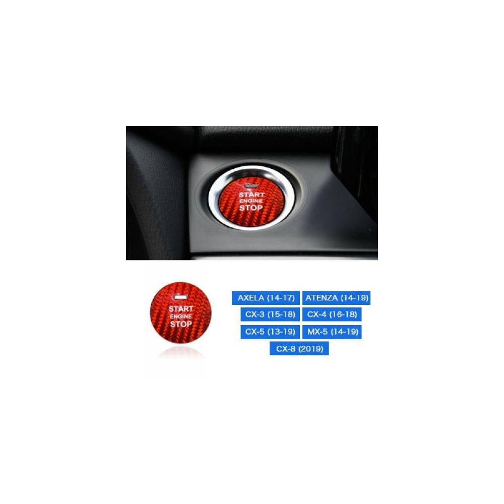 適用: マツダ アクセラ アテンザ CX-8 CX-3 CX-4 CX-5 カーボンファイバー エンジン スタート ストップ スイッチ ボタン トリム カバー レッド カーボンファイバー・ブラック カーボンファイバー AL-EE-8592 AL Interior parts for cars