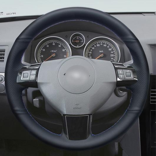 ステアリングホイールカバー 編み上げタイプ カーフスキン レザー 適用: オペル アストラ H 2004-2009 ザフィーラ B シグナム 2005 ベクトラ C ブラック 糸〜グレー 糸 AL-FF-0568 AL Interior parts for cars