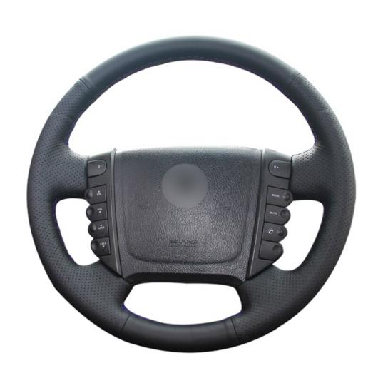 ステアリングホイールカバー 編み上げタイプ ブラック カーフスキン レザー ラップ 適用: 双竜自動車 レクストン レクストン W ロディウス ブラック 糸〜グレー 糸 AL-FF-0602 AL Interior parts for cars