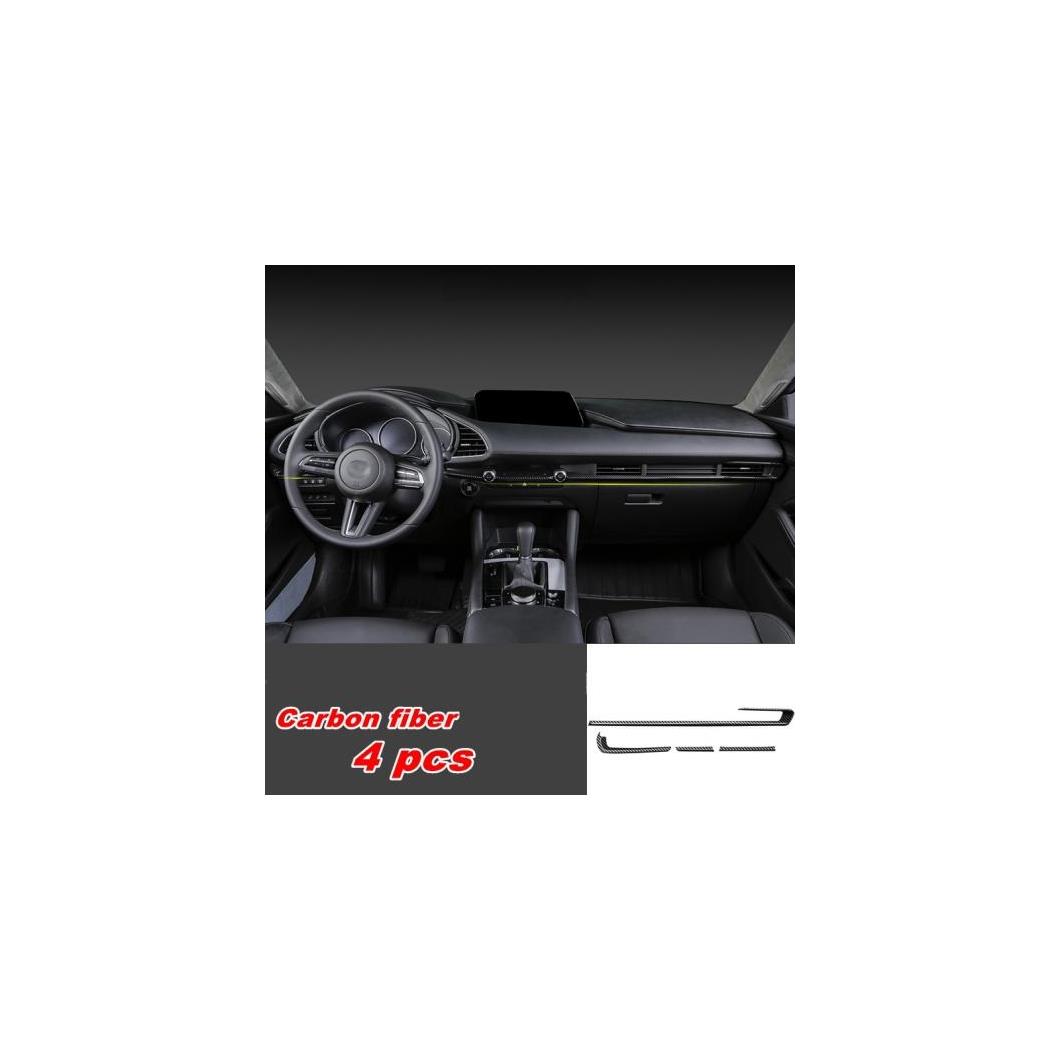 適用: MAZDA3 マツダ3 アクセラ 2019 2020 セントラル コントロール 吹き出し口 ベント エア ベント 装飾 フレーム 装飾 アクセサリー カーボンファイバー 4ピース AL-FF-1995 AL Car parts