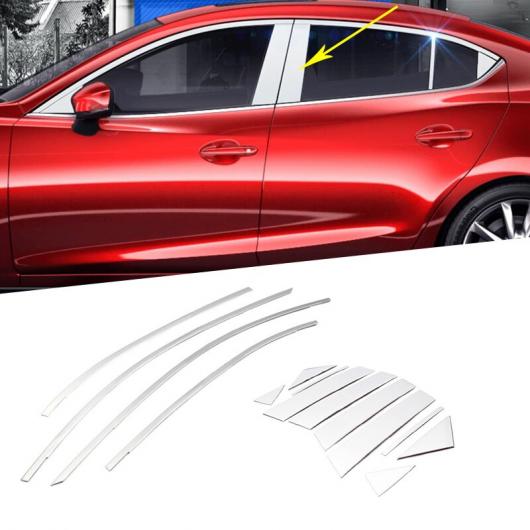 14ピース ステンレススチール エクステリア ウインドウ ピラー 装飾 カバー トリム スタイリング モールディング 適用: マツダ 3 2017 2018 2019 AL-FF-1257 AL Exterior parts for cars