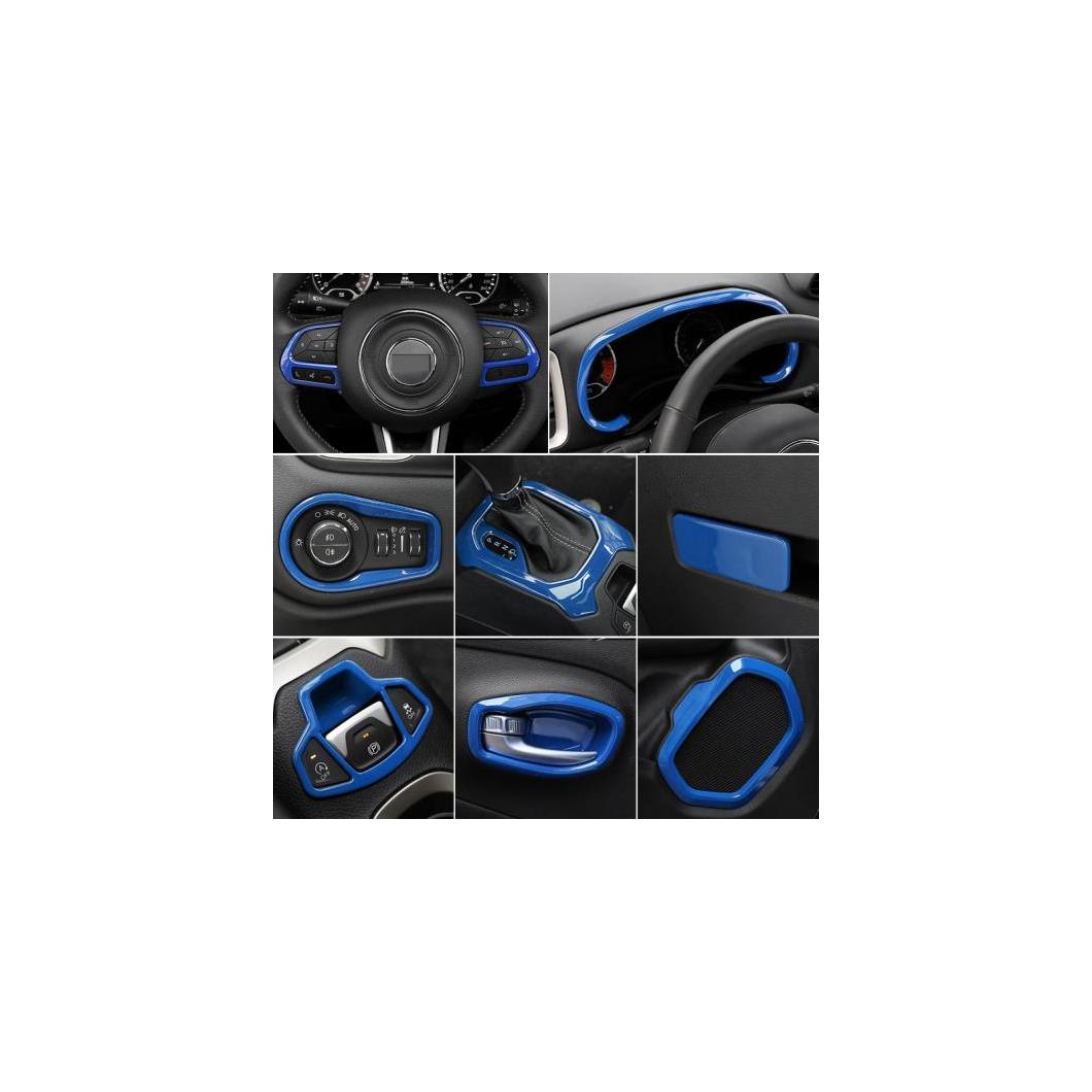 ブルー ABS ダッシュボード トリム ギア パネル ハンドブレーキ カバー 適用: ジープ レネゲード 2016 2017 2018 2019 2020タイプ001〜タイプ004 AL-FF-3555 AL Interior parts for cars