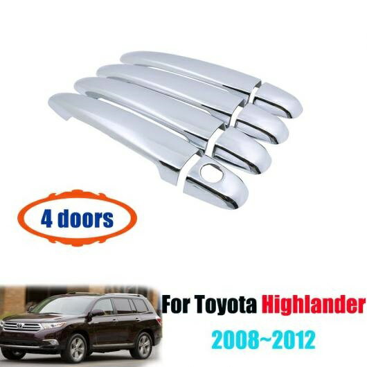 適用: トヨタ ハイランダー クルーガー XU40 2008~2012 クローム ドア ハンドル カバー ステッカー トリム セット 2009 2010 2011 4 ボタン 4ドア〜4ドアボタンなし AL-II-0893 AL Car parts