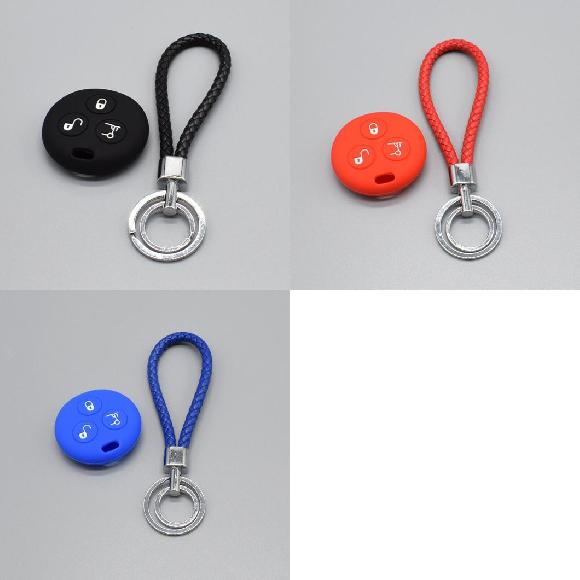 楽天オートパーツエージェンシーキーカバー キー シリコン セット カバー 適用: メルセデス ベンツ スマート シティ ロードスター 3 3ボタン リモート ケース シェル スキン 保護 ブラックセット〜ブルーセット AL-II-4622 AL key cover