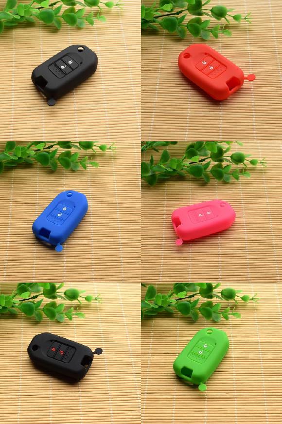 キーカバー キー フォブ シリコン カバー セット スキン 保護 ホルダー 適用: ホンダ アコード シティ シビック ジャズ CRV クライダー HRV フィット ブラック〜グリーン AL-II-4641 AL key cover