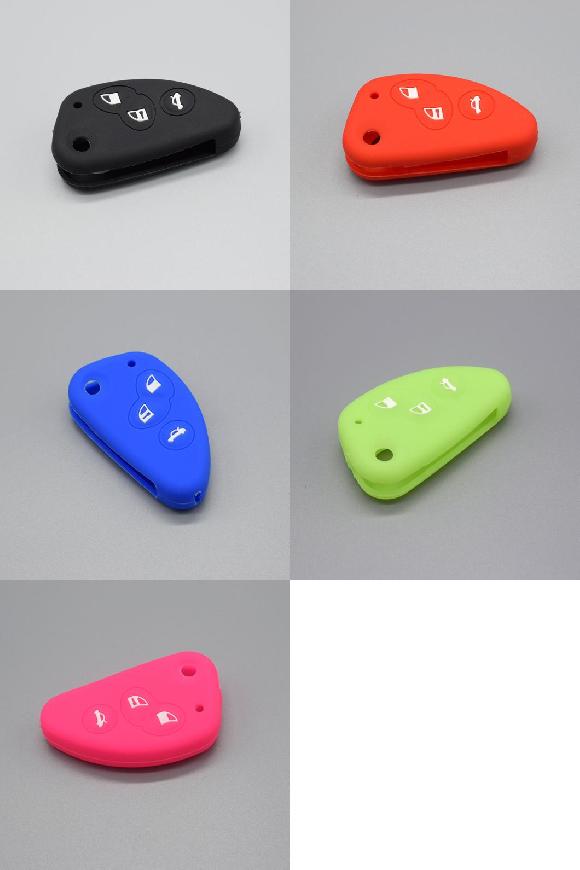 楽天オートパーツエージェンシーキーカバー シリコン カバー ケース セット 適用: アルファ ロメオ 147 156 166 GT JTD TS フリップ 3ボタン キー リモート リペア スキン 保護 シェル ブラック〜ローズ レッド AL-II-4680 AL key cover