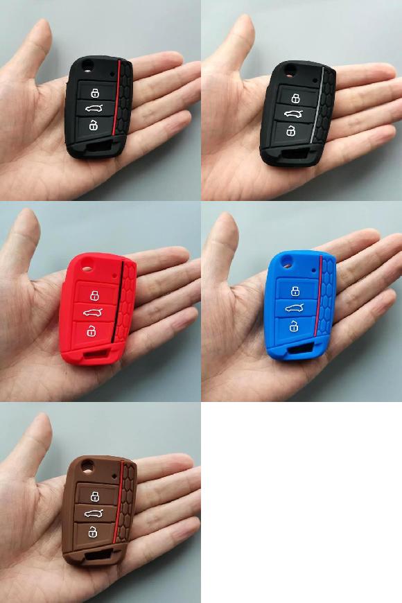 キーカバー シリコン キー ケース キー バッグ キー カバー 適用: フォルクスワーゲン/VOLKSWAGEN VW ゴルフ 7 MK7 シュコダ オクタヴィア A7 ポロ ブラックA〜ブラウン AL-II-4744 AL key cover
