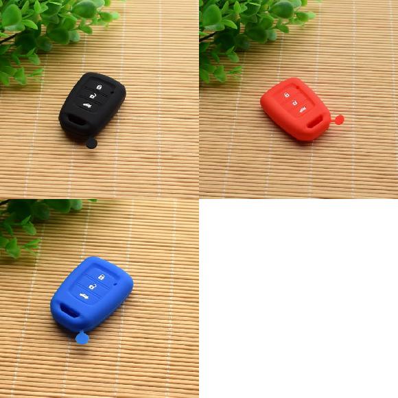 楽天オートパーツエージェンシーキーカバー シリコン キー フォブ キャップ カバー ケース セット スキン 適用: ホンダ ジャズ シビック ジェイド ベゼル シティ フィット HR V HRV 3ボタン リモート ホルダー ブラック〜ブルー AL-II-4771 AL key cover