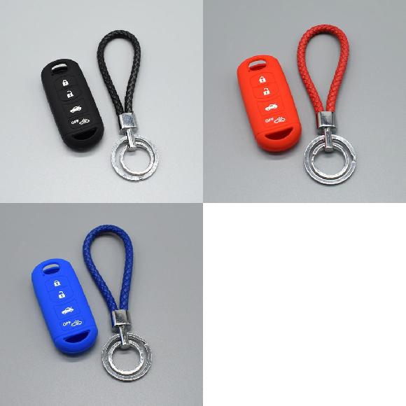 楽天オートパーツエージェンシーキーカバー シリコン キー フォブ ケース カバー キャップ セット ステッカー 適用: MAZDA3 5 6 8 CX5 CX7 CX9 M6 GT 2016 スマート 4ボタン ブラックセット〜ブルーセット AL-II-4775 AL key cover