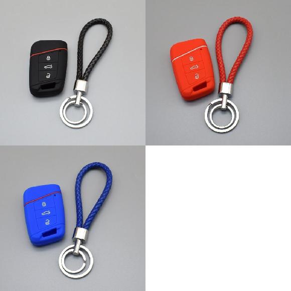 キーカバー シリコン ラバー キー フォブ スキン カバー ケース ホルダー 適用: フォルクスワーゲン/VO..