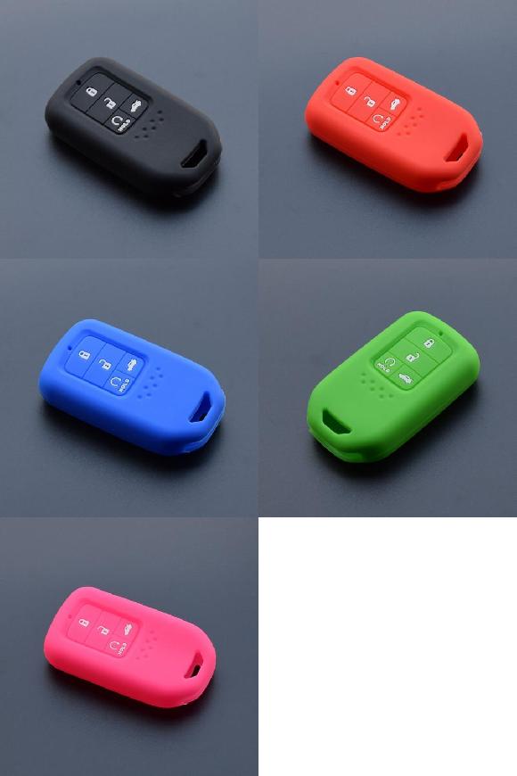 キーカバー 適用: ホンダ 2016 2017 CRV パイロット アコード シビック フィット フリード 4ボタン リモート 保護 シリコン ラバー キー フォブ カバー ケース ブラック〜ローズレッド AL-II-4890 AL key cover