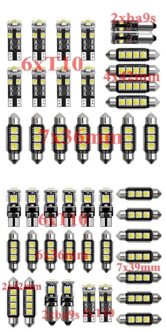 車用 内装 LED ライト キット 適用: BMW E65 E66 E67 E84 F48 E53 E70 F15 F85 F16 F86 エラーフリー CAN-BUS T10 31mm 36mm 39mm 42mm 21ピース・25ピース ホワイト AL-JJ-2578 AL Interior parts for cars