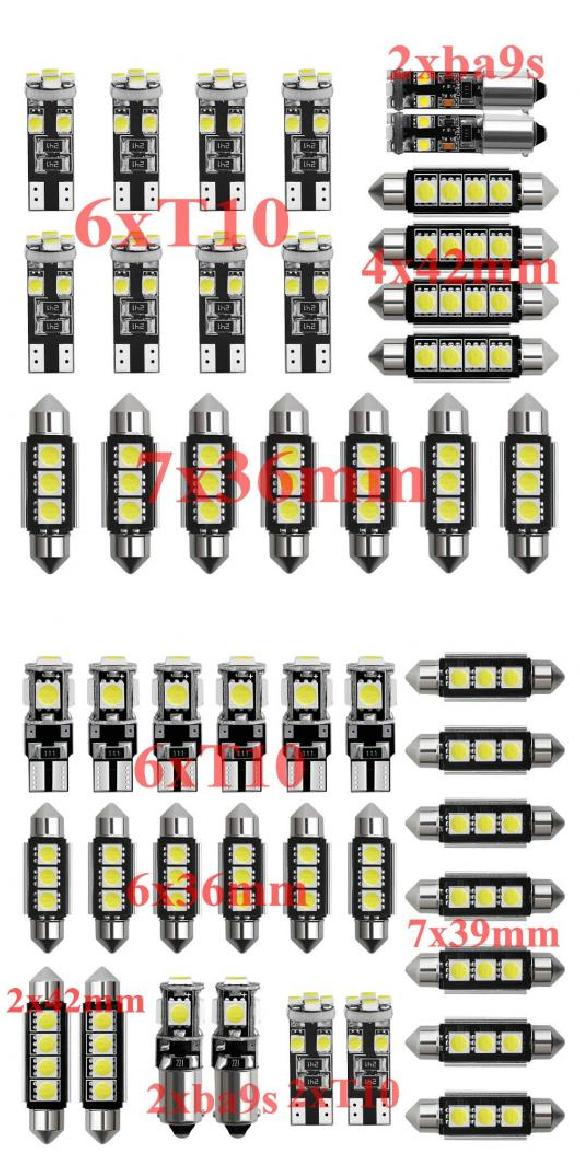 車用 内装 LED ライト キット 適用: シボレー/CHEVROLET ニーヴァ ヌビラ オーランド スパーク タクマ エヴァンダ HHR タホ エラーフリー T10 31mm 36mm 39mm 42mm 21ピース・25ピース ホワイト AL-JJ-2589 AL Interior parts for cars