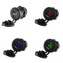 12V-24V オートバイ USB チャージャー ソケット 5V 3.1A デュアル USB アダプタ パワー プラグ デジタル ディスプレイ 電圧計 ホワイト~グリーン AL-KK-6546 AL Car parts
