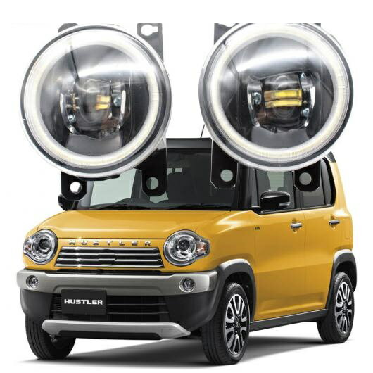 LED フォグライト カットラインレンズ 適用: スズキ ハスラー MR31S/MR41S 2014-2019 エンジェルアイ DRL ヘッド ライト ホワイト エンジェルアイ AL-KK-8028 AL Car light