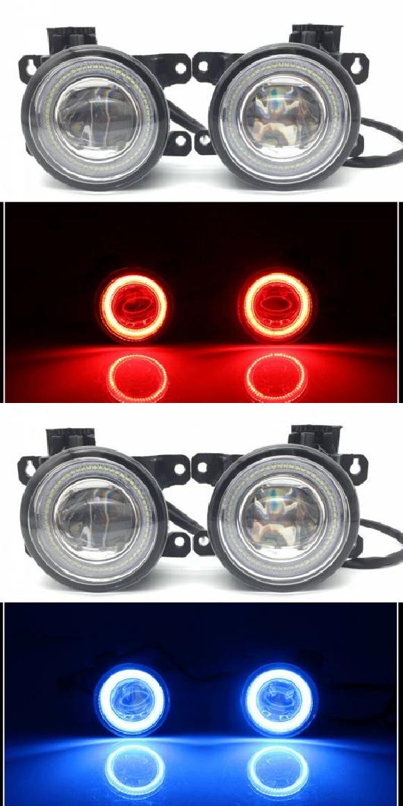 2in1 LED エンジェルアイ DRL 3色 カットラインレンズ フォグランプ 適用: スズキ セレリオ 2014 2015 2016 レッド エンジェルアイ・ブルー エンジェルアイ AL-KK-8353 AL Car light