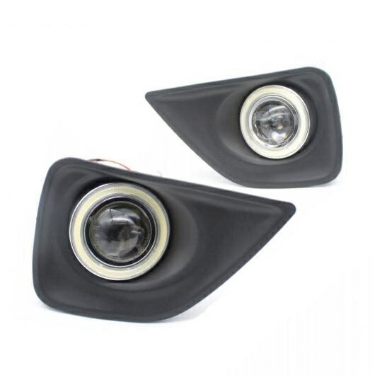 適用: トヨタ マーク X COB エンジェルアイ DRL イエロー シグナル ライト H11 E13 フォグライト プロジェクター レンズ ハロゲンバルブキット 2in1カラー エンジェルアイ 4300K・6000K AL-LL-6056 AL Car parts