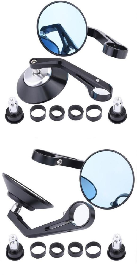 1ペア 7/8 ラウンド オートバイ ミラー スクーター リア ビュー ミラー モーターバイク ハンドル バー ..