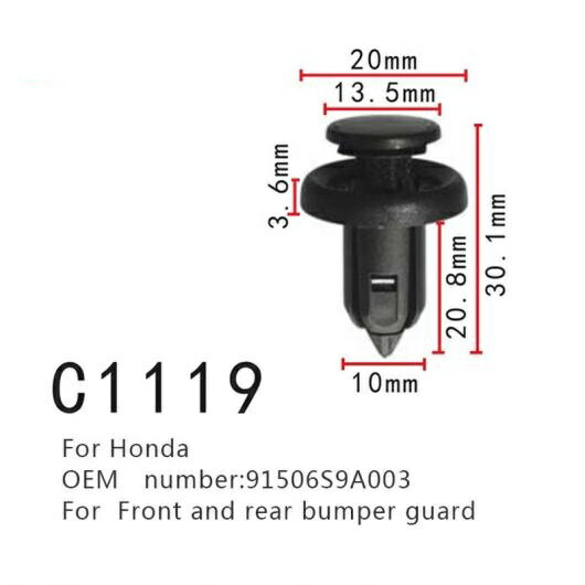 ファスナー クリップ 適用: ホンダ アコード シビック CR-V アキュラ/ACURA MDX RDX TSX 91506S9A003 フロント リア バンパー ガード ファスナー ポジショニング 20ピース AL-MM-0825 AL Interior parts for cars