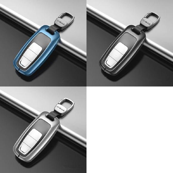 スマート リモート TPU キーケース フル カバー シェル 適用: アウディ/AUDI キー プロテクター ケース キーチェーン スクエア バックル ブルー〜スクエア バックル シルバー AL-MM-4465 AL Exterior parts for cars