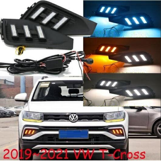 バンパー ヘッドライト 適用: T-クロス デイタイム ライト 2019-2021 DRL LED ヘッドランプ フォグ 2 ホワイト イエロー ブルー VW T クロス 2019-2021 AL-OO-0005 AL Car light