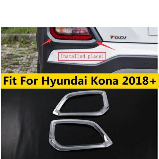 クローム リア フォグライト ランプ 保護 クロム スタイリング カバー トリム 2ピース/セット 適用: ヒュンダイ/現代/HYUNDAI コナ 2018 2019 2020 2021 ABS AL-OO-4972 AL Exterior parts for cars