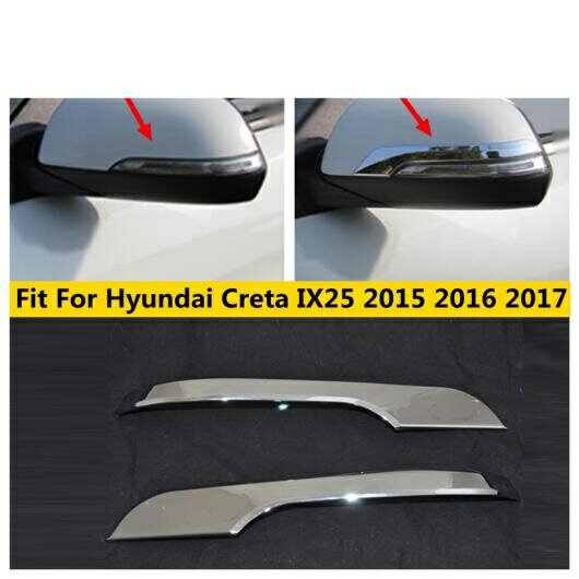 ドア バックミラー ミラー 保護 カバー 装飾 トリム 2ピース 適用: ヒュンダイ/現代/HYUNDAI クレタ IX25 2015 2016 2017 ABS クローム AL-OO-5486 AL Exterior parts for cars